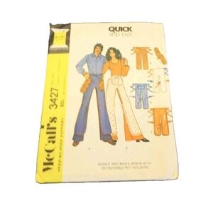 Vintage McCall's Pattern #3427 Misses Men’s Pants Apron Potholders UNCUT Sewing
